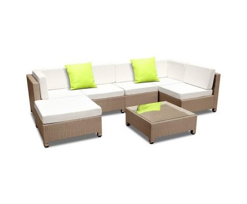 Fareeha Outdoor Light Brown Lounge with Cover