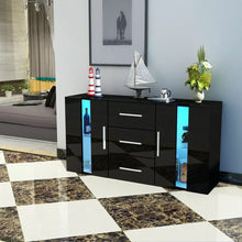 Load image into Gallery viewer, Modern Sideboard LED Cabinet High Gloss 2 Doors 3 drawer Storage
