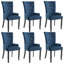 Load image into Gallery viewer, Lotus Dining Chair with Armrests 6 pcs Dark Blue Velvet
