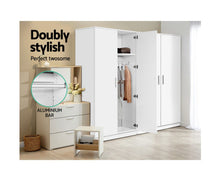 Load image into Gallery viewer, 2 Door 180cm Wardrobe Closet Storage Cabinet Kitchen Organiser White
