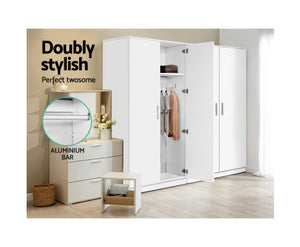 2 Door 180cm Wardrobe Closet Storage Cabinet Kitchen Organiser White
