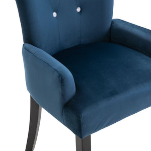 Lotus Dining Chair with Armrests 6 pcs Dark Blue Velvet