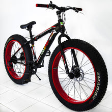 Load image into Gallery viewer, Large Tire Heavy Duty Fat Wheel Mountain Bike (Premium Red &amp; Black Bicycle)
