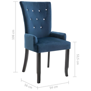 Lotus Dining Chair with Armrests 6 pcs Dark Blue Velvet